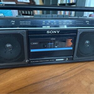 Sony Vintage Boombox with Black and Blue Accents